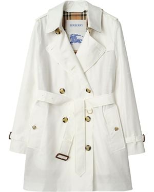 Burberry Short Tropical Gabardine Kensington Trench Coat - White