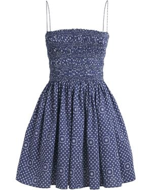 Matteau Cotton Shirred Mini Dress - Blue