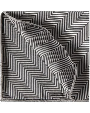 Brunello Cucinelli Silk Chevron Pocket Square - Black