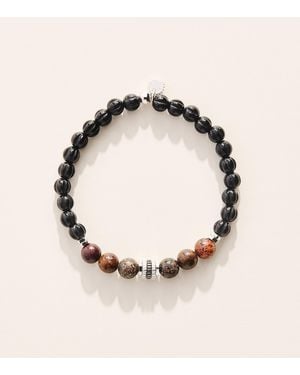 Tateossian Sterling, Dinosaur Bone And Agate Gear Trio Bracelet - Natural