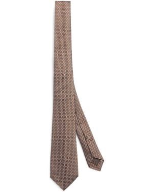 Canali Silk Jacquard Tie - Brown