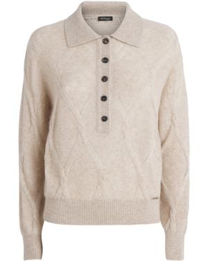 Kiton Cashmere-Silk Pointelle-Knit Polo Shirt - Natural