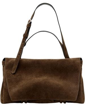AllSaints Suede Joan Satchel - Brown