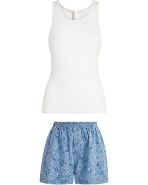 Skims Poplin Boxer Pajama Set - White