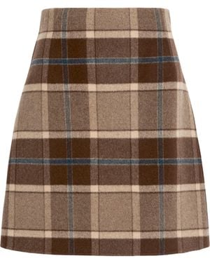 Weekend by Maxmara Virgin Wool Check Mini Skirt - Brown
