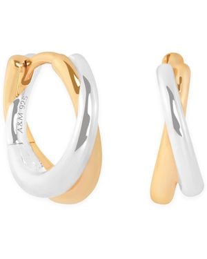 Astrid & Miyu Sterling Crossover Illusion Huggie Earrings - Metallic