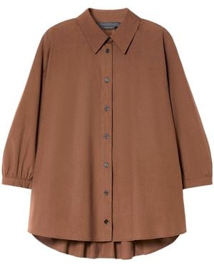 Marina Rinaldi Cotton Tunic Shirt - Brown