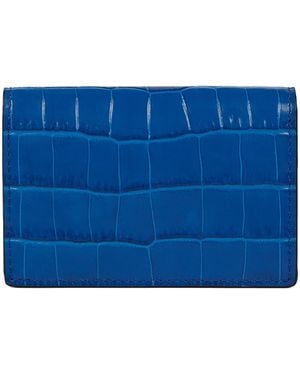 Smythson Calfskin Mara Folded Card Holder - Blue