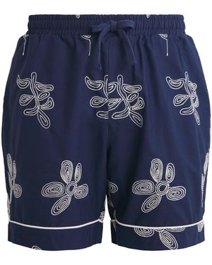 CHE Embroidered Flores Shorts - Blue