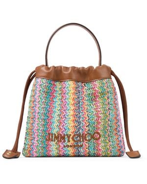 Jimmy Choo Raffia Drawstring Pouch - Blue