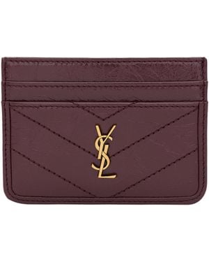 Saint Laurent Calfskin Cassandre Card Holder - Purple