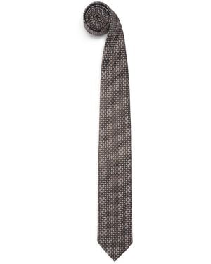 Eton Silk Geometric Tie - White