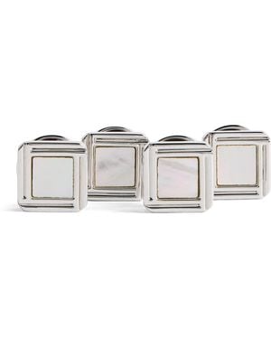 Babette Wasserman Rhodium-Plated Celtic Mother Of Pearl Cufflinks Set - Metallic