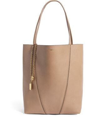 Chloé Medium Leather Spin Tote Bag - Brown