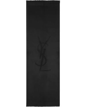 Saint Laurent Wool Logo Scarf - Black
