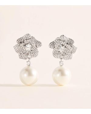 Self-Portrait Mini Flower Embellished Earrings - Natural