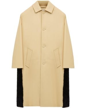 Loewe Nappa Lambskin Shearling-Trim Coat - Natural