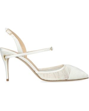 Jennifer Chamandi Satin Vittorio Slingback Court Shoes 85 - White