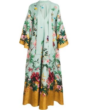 La DoubleJ Silk Floral Magnifico Maxi Dress - Green