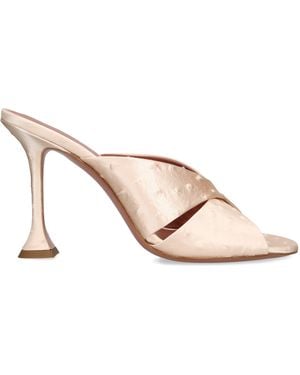 AMINA MUADDI Embossed Satin Salma Heeled Mules 95 - Natural