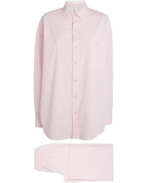 Skims Stretch-Cotton Stripe Pyjama Set - Pink