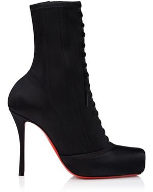 Christian Louboutin Pavlova Leather-Satin Boots 100 - Black