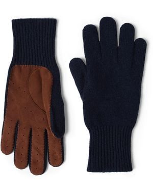 Brunello Cucinelli Cashmere-Suede Gloves - Blue