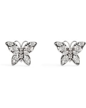 Suzanne Kalan And Diamond Princess Mini Butterfly Stud Earrings - White