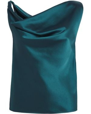 Leset Satin Cowl-Neck Barb Top - Blue