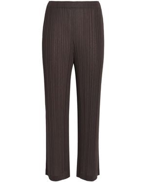 Pleats Please Issey Miyake Ramie Pleated Trousers - Brown