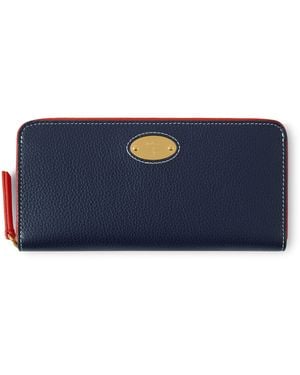 Mulberry Leather Logo Plaque Purse - Blue