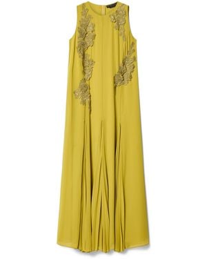 Marina Rinaldi Floral-Embellished Maxi Dress - Yellow