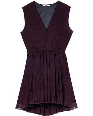 Maje Plissé Cut-Out Mini Dress - Purple