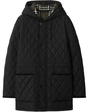 Burberry Quilted Corduroy-Trim Parka - Black