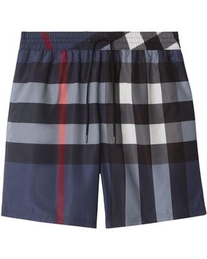 Burberry Check Swim Shorts - Blue