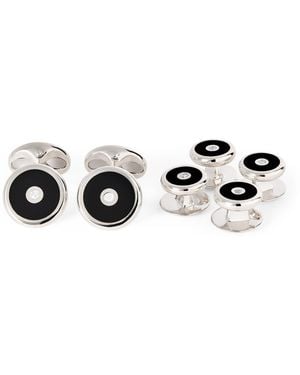 Deakin & Francis Sterling Onyx And Diamond Cufflinks - White