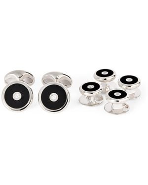 Deakin & Francis Sterling Onyx And Diamond Cufflinks - White