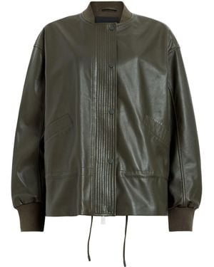 AllSaints Leather Sofi Bomber Jacket - Green