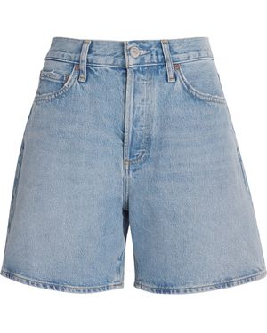 Agolde Denim Dame Wide-Leg Shorts - Blue