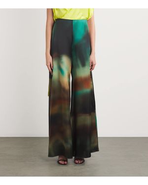 ROKSANDA Silk Arneau Wide-Leg Trousers - Green