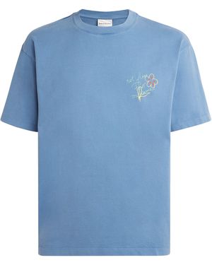 Drole de Monsieur Cotton Esquisse Slogan T-Shirt - Blue