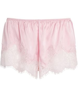 Skims Stretch-Silk Lace-Trim Shorts - Pink