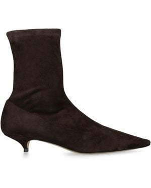 The Row Suede Liisa Kitten Ankle Boots 35 - Brown