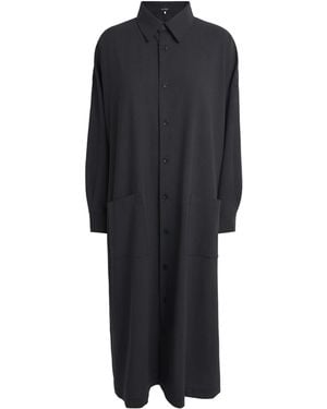 Eskandar Stretch-Wool Midi Shirt Dress - Black