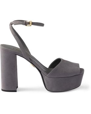 Prada Suede Platform Sandals 115 - Grey