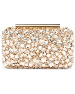McQueen Leather T-Bar Box Clutch Bag - Metallic