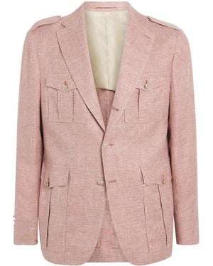 Eleventy Linen-Cashmere-Silk Sahara Jacket - Pink