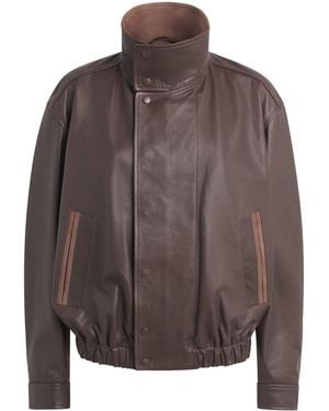 Lemaire Leather Blouson Bomber Jacket - Brown