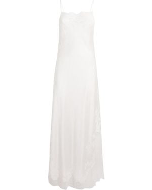 Carine Gilson Silk Lace-Trim Slip Dress - White