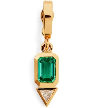 Azlee Diamond And Emerald Charm - Green